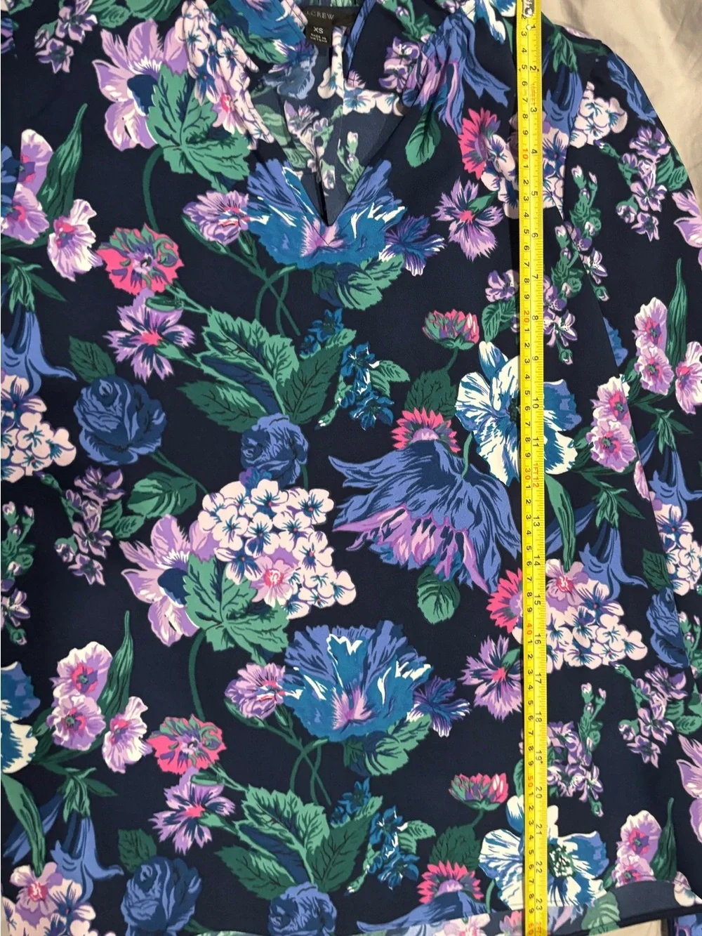 J.CREW Ruffleneck Top Women's Foral 365 Crepe XS  Multicolor